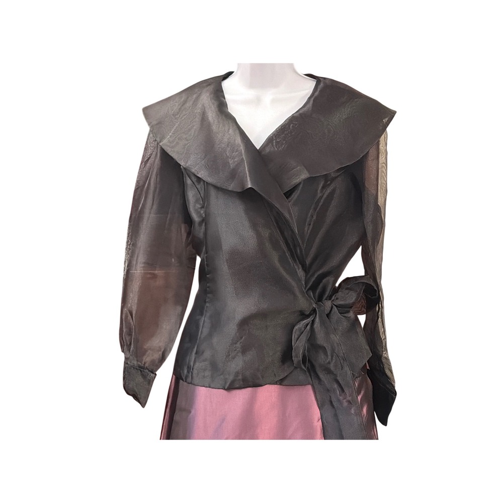 Vintage Chelsea Nites Wrap Blouse Dark Romance Whimsigoth Evening Wear Black TIe